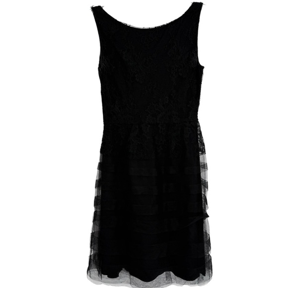 jill stuart Black Floral lace Tank dress size 2 Sleeveless Mesh Skirt Lined - Picture 2 of 9